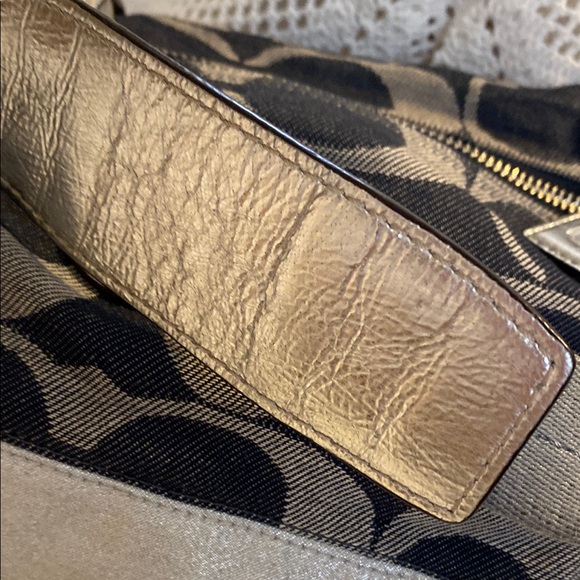 Coach Denim Navy and Silver Shoulder with Signature Monogram. Holiday Sale - Picture 4 of 15